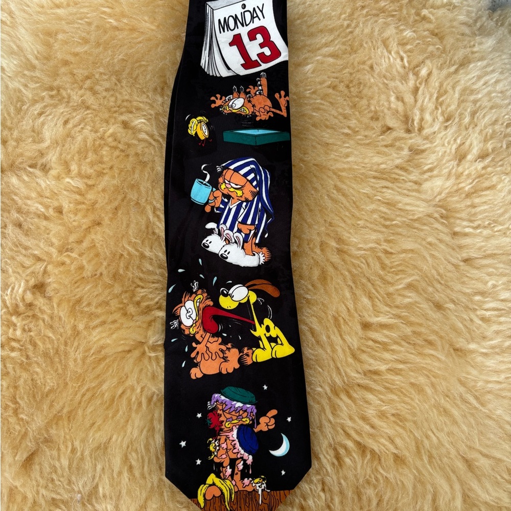 Paws Addiction Garfield Black Cartoon Character Necktie
